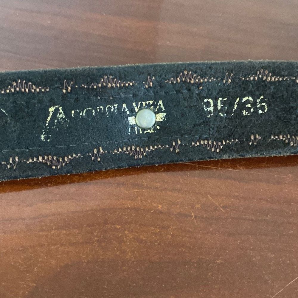 Vintage La Doppia Vita black & brown leather western studded belt Women 36 - Picture 7 of 8